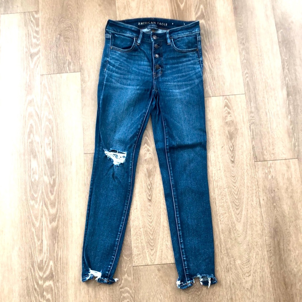 American Eagle Hi-Rise Jegging Crop Next Level Stretch Straight Leg Jeans